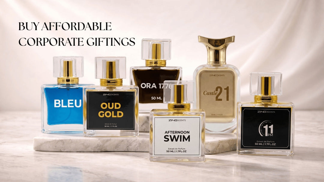 Zing perfume collection displayed as corporate gift options for businesses and bulk orders.