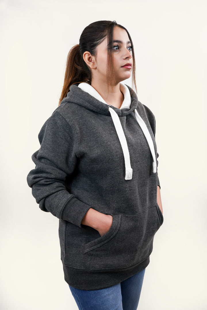 Ultra Premium Comfort Hoodie - Black Melange with White Rope