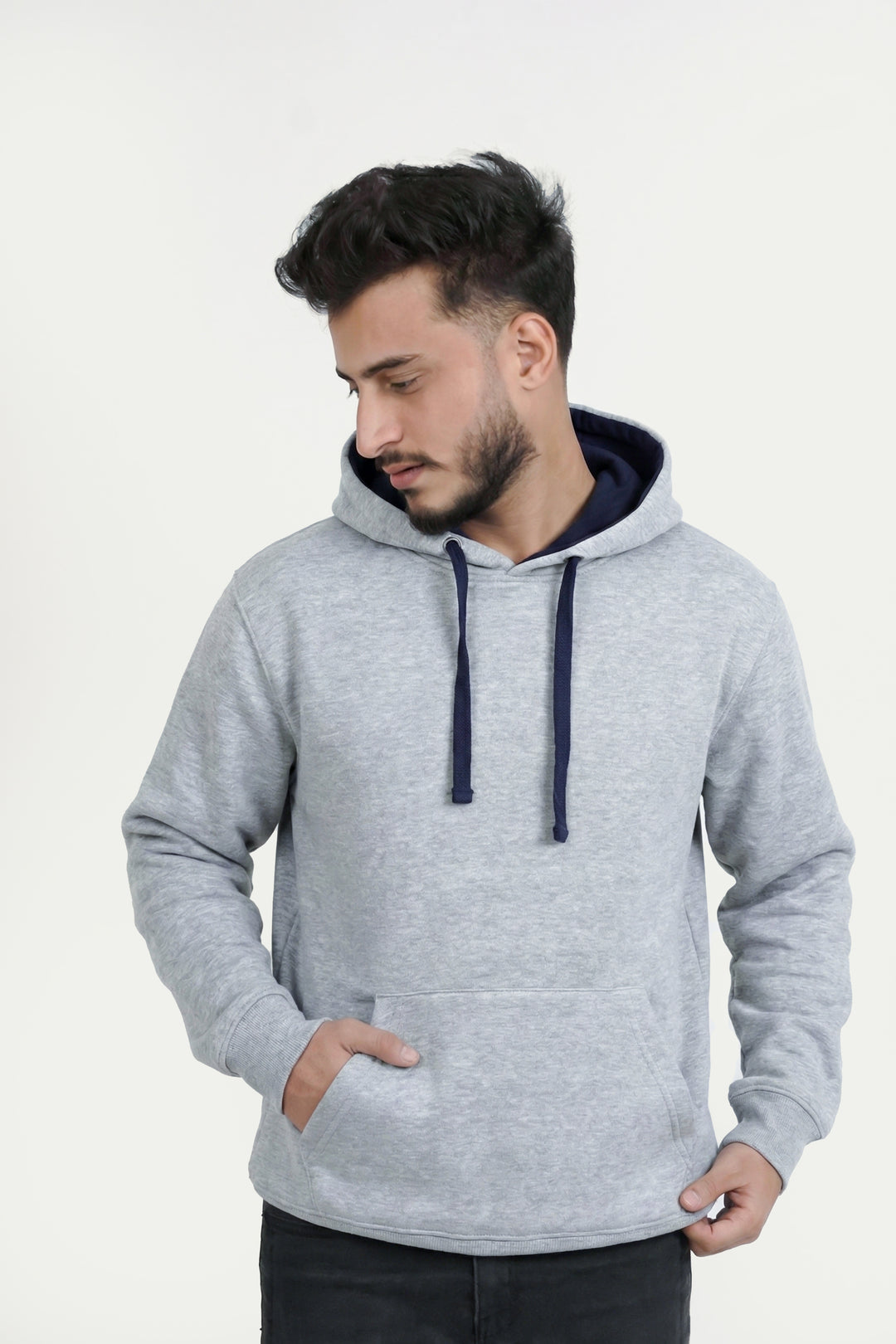 Ultra Premium Comfort Hoodie - Grey Navy with Black Rope