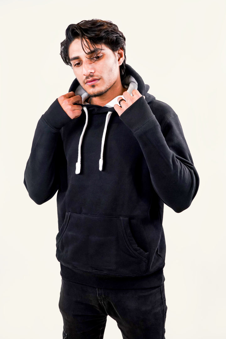 Ultra Premium Comfort Hoodie - Dusty Black with white Rope