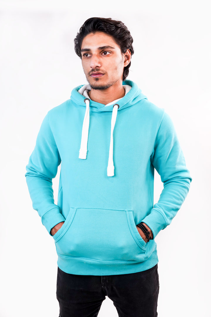 Ultra Premium Comfort Hoodie - Tropical Blue with White Rope