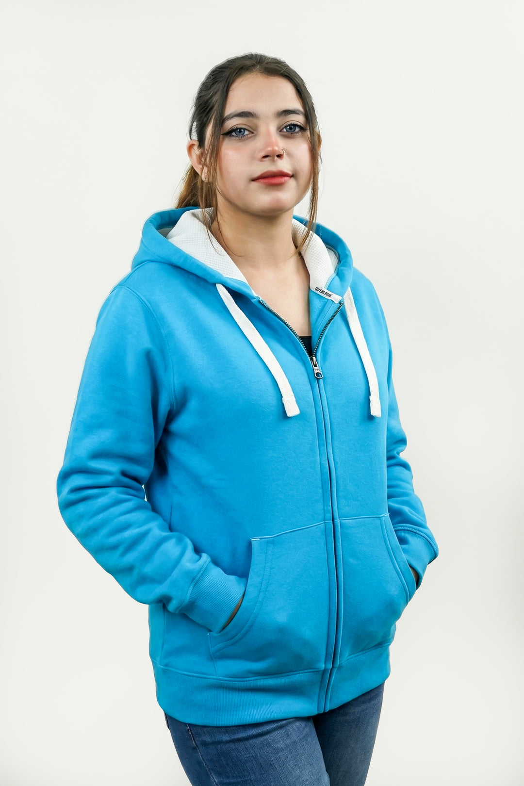 Ultra Premium Comfort Hoodie - Tropical Blue with white rope