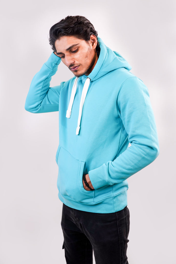 Ultra Premium Comfort Hoodie - Tropical Blue with White Rope