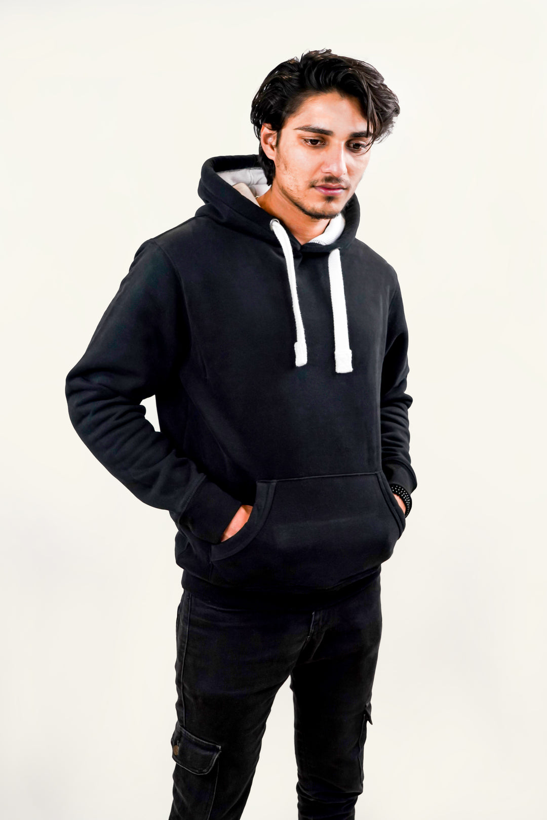 Ultra Premium Comfort Hoodie - Dusty Black with white Rope