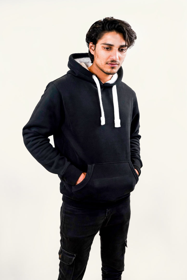 Ultra Premium Comfort Hoodie - Dusty Black with white Rope