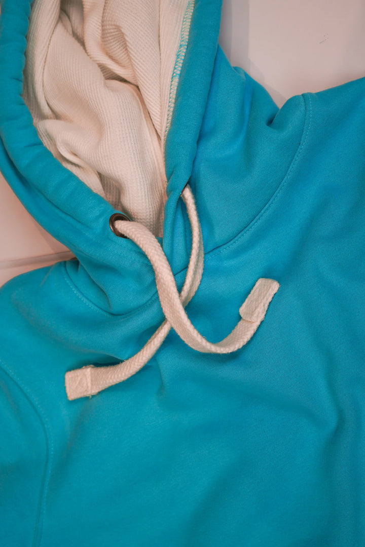 Ultra Premium Comfort Hoodie - Aqua Mist with White Rope