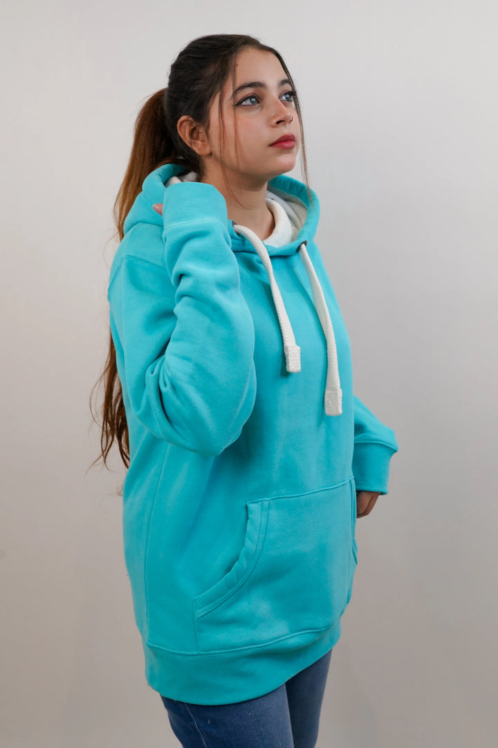 Ultra Premium Comfort Hoodie - Aqua Mist with White Rope
