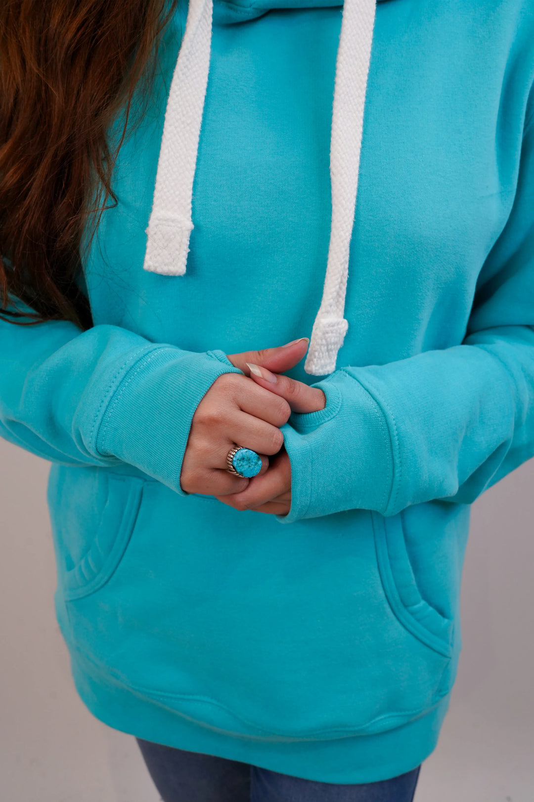 Ultra Premium Comfort Hoodie - Aqua Mist with White Rope