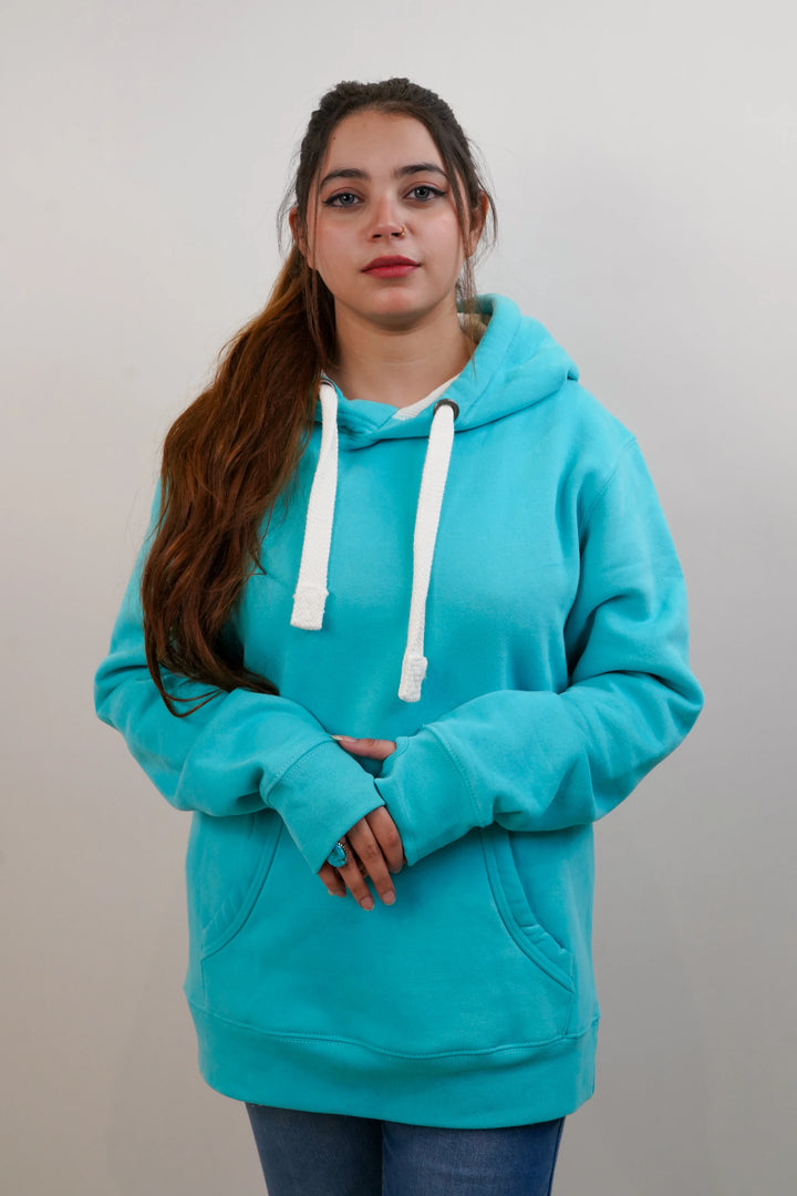Ultra Premium Comfort Hoodie - Aqua Mist with White Rope