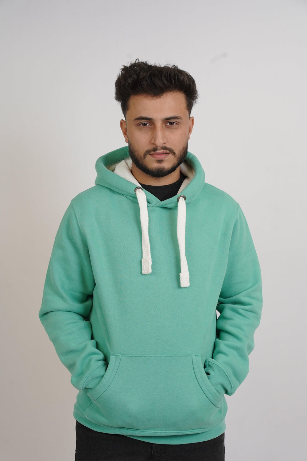 Premium Comfort Hoodie - Sea Green With White rope - Zing Pakistan