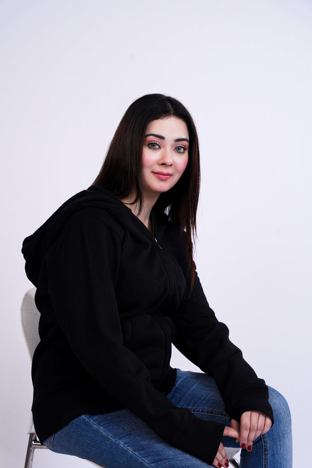 Premium Fit Zip Hoodie - Black Same Rope - Zing Pakistan