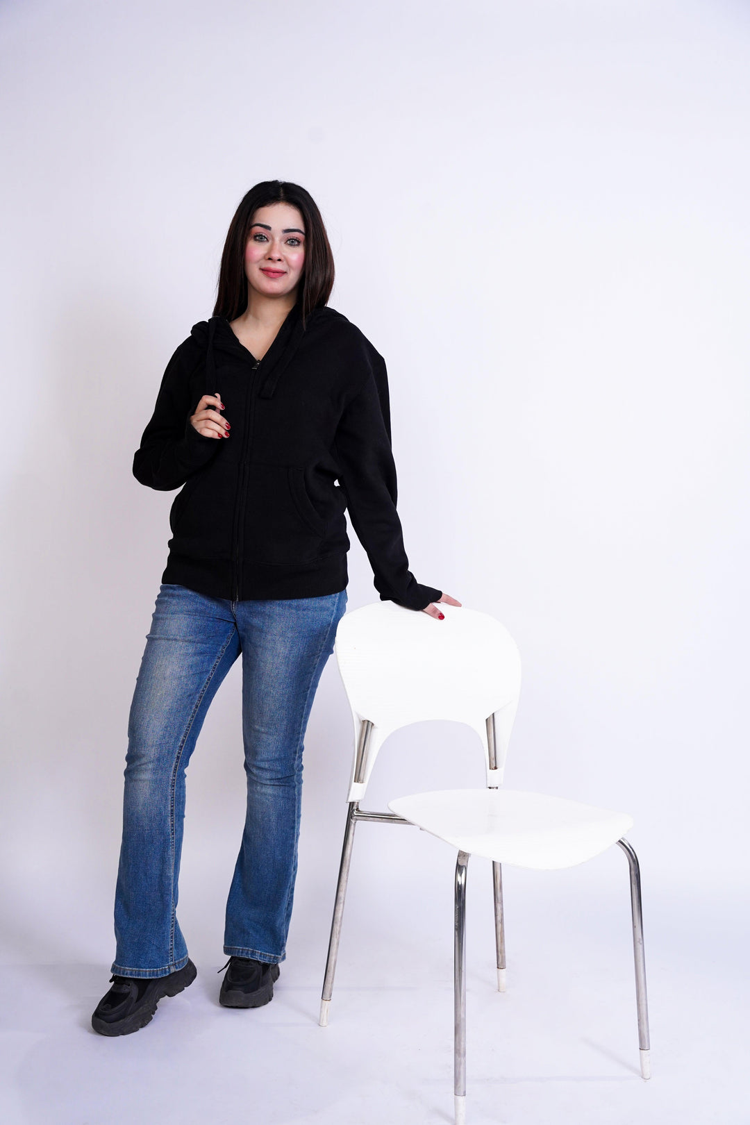 Premium Fit Zip Hoodie - Black Same Rope - Zing Pakistan