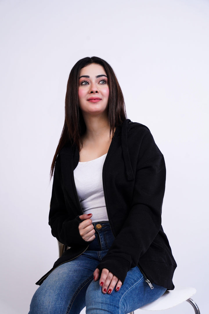 Premium Fit Zip Hoodie - Black Same Rope - Zing Pakistan