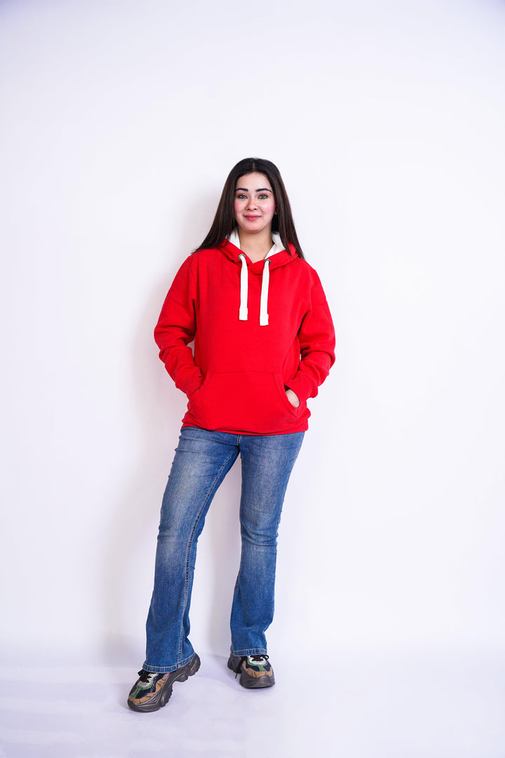 Premium Comfort Hoodie - Red with white Rope - Zing Pakistan