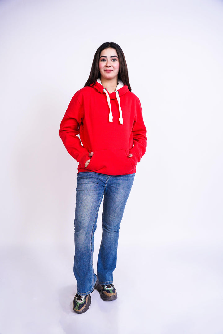 Premium Comfort Hoodie - Red with white Rope - Zing Pakistan