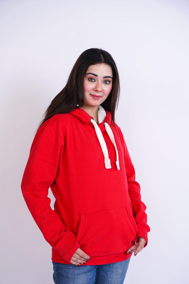 Premium Comfort Hoodie - Red with white Rope - Zing Pakistan