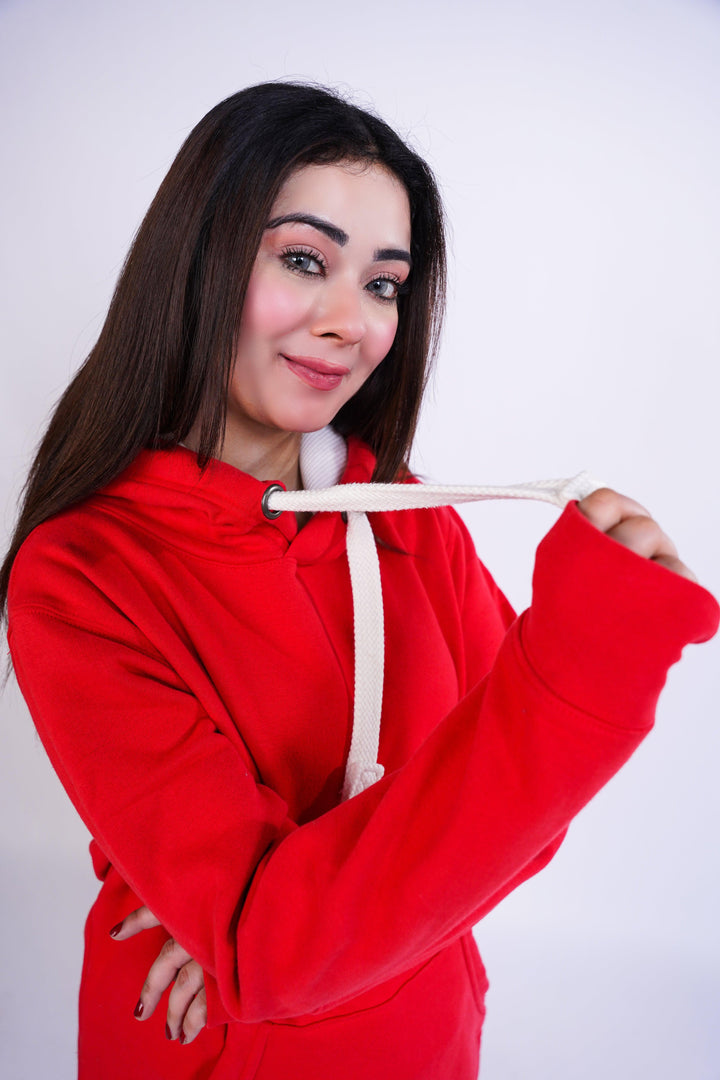 Premium Comfort Hoodie - Red with white Rope - Zing Pakistan
