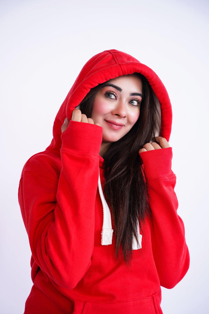 Premium Comfort Hoodie - Red with white Rope - Zing Pakistan