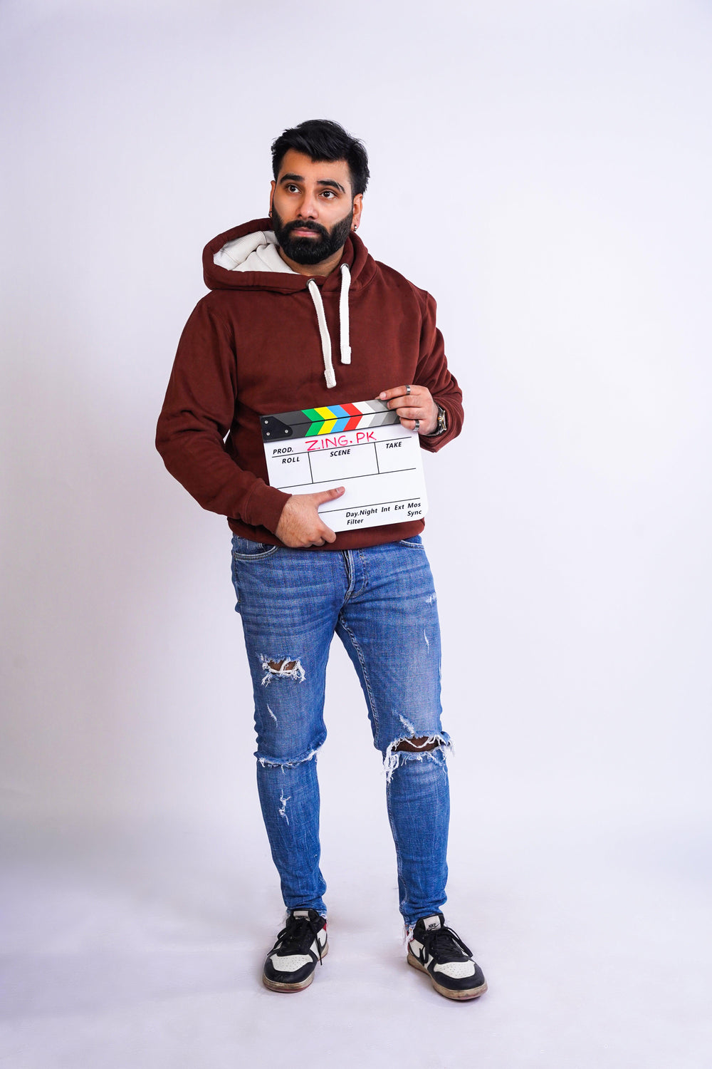 Premium Comfort Hoodie - Reddish brown with white Rope - Zing Pakistan