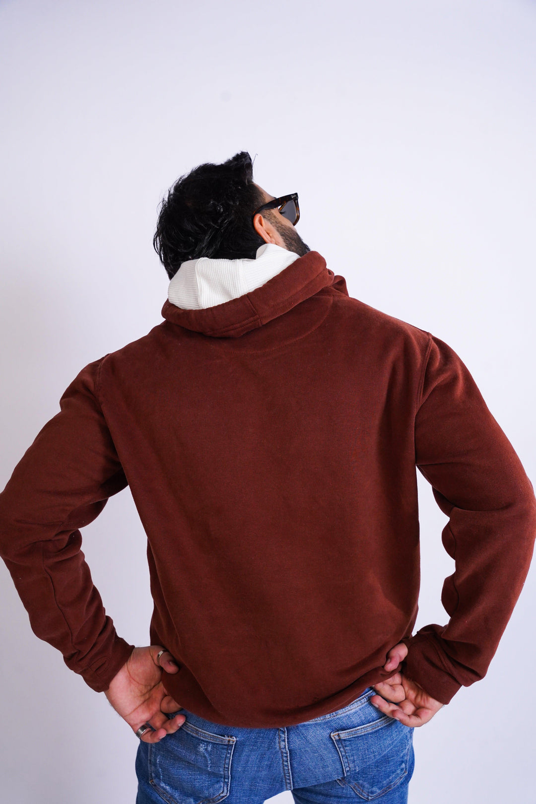 Premium Comfort Hoodie - Reddish brown with white Rope - Zing Pakistan