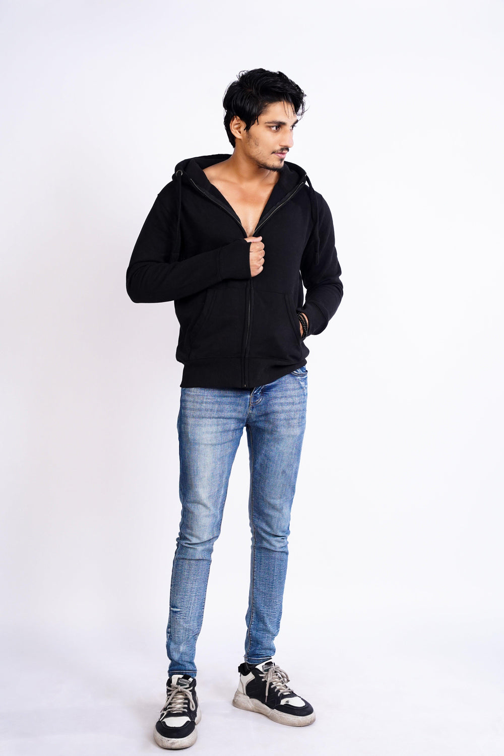 Premium Fit Zip Hoodie - Black Same Rope - Zing Pakistan