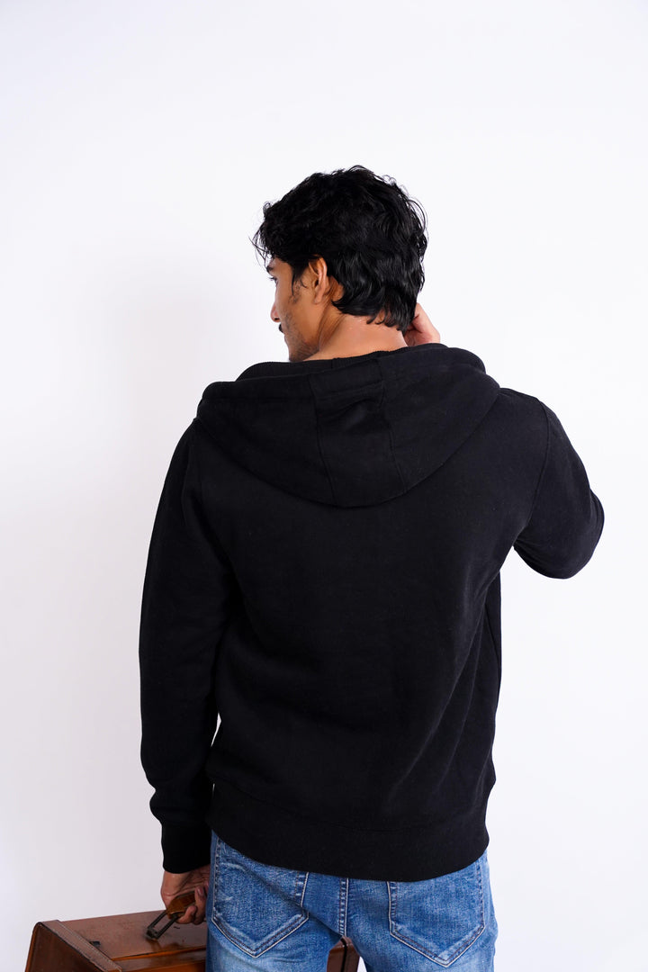 Premium Fit Zip Hoodie - Black Same Rope - Zing Pakistan