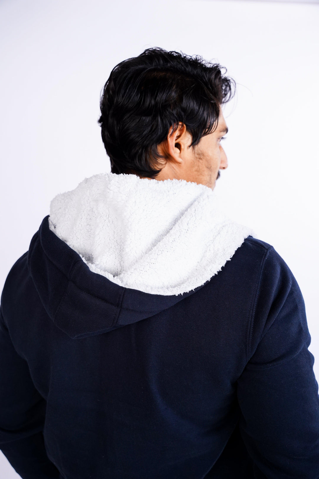 Premium fit zip Hoodie - Navy with White Rope - Zing Pakistan