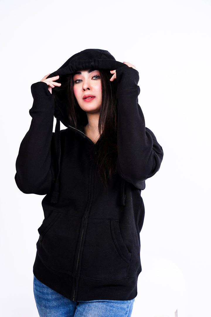 Premium Fit Zip Hoodie - Black Same Rope - Zing Pakistan