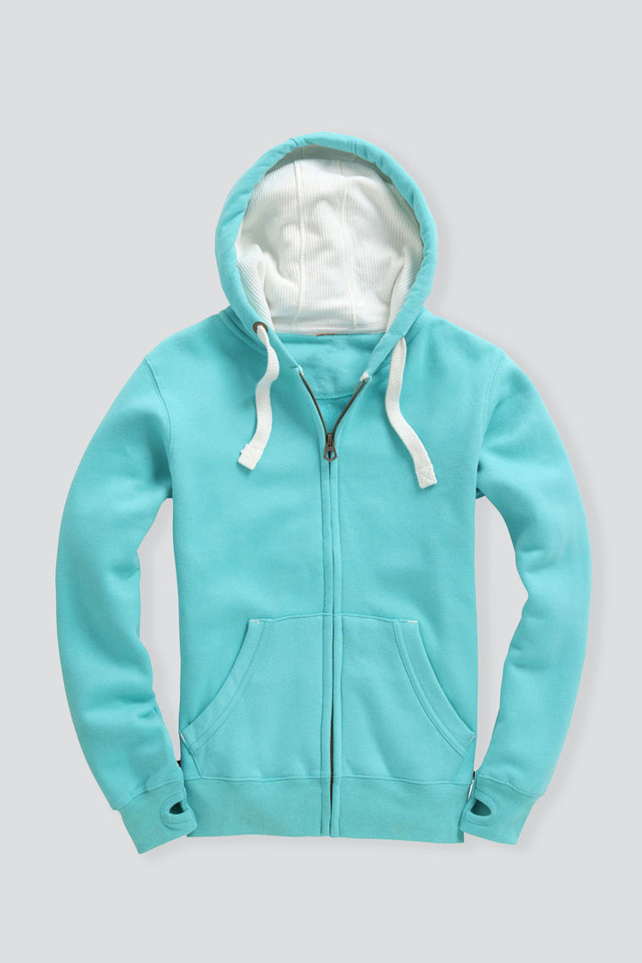 Ultra Premium fit Zip Hoodie - Aqua Mist With White rope