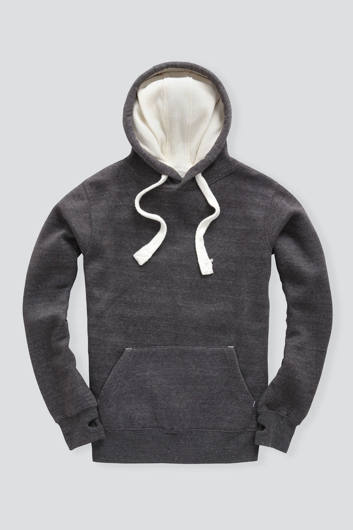 Ultra Premium Comfort Hoodie - Black Melange with White Rope