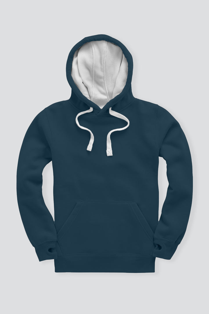 Ultra Premium Comfort Hoodie - deep Sea Blue with White Rope