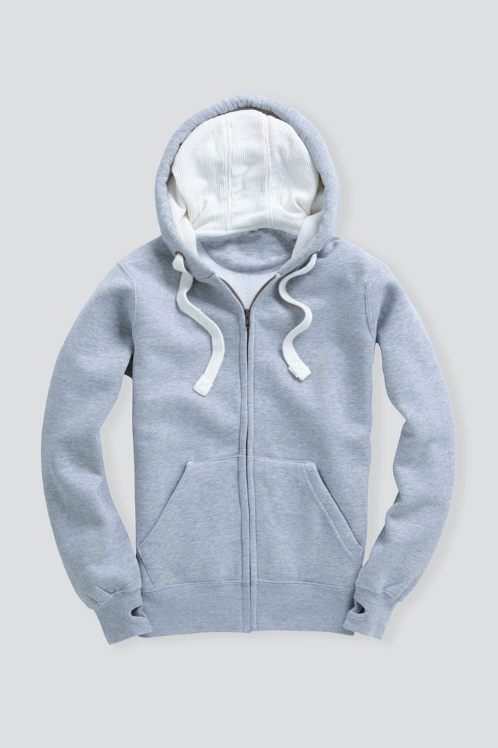 Utra Premium Fit Zip Hoodie - Dusty Grey with white Rope