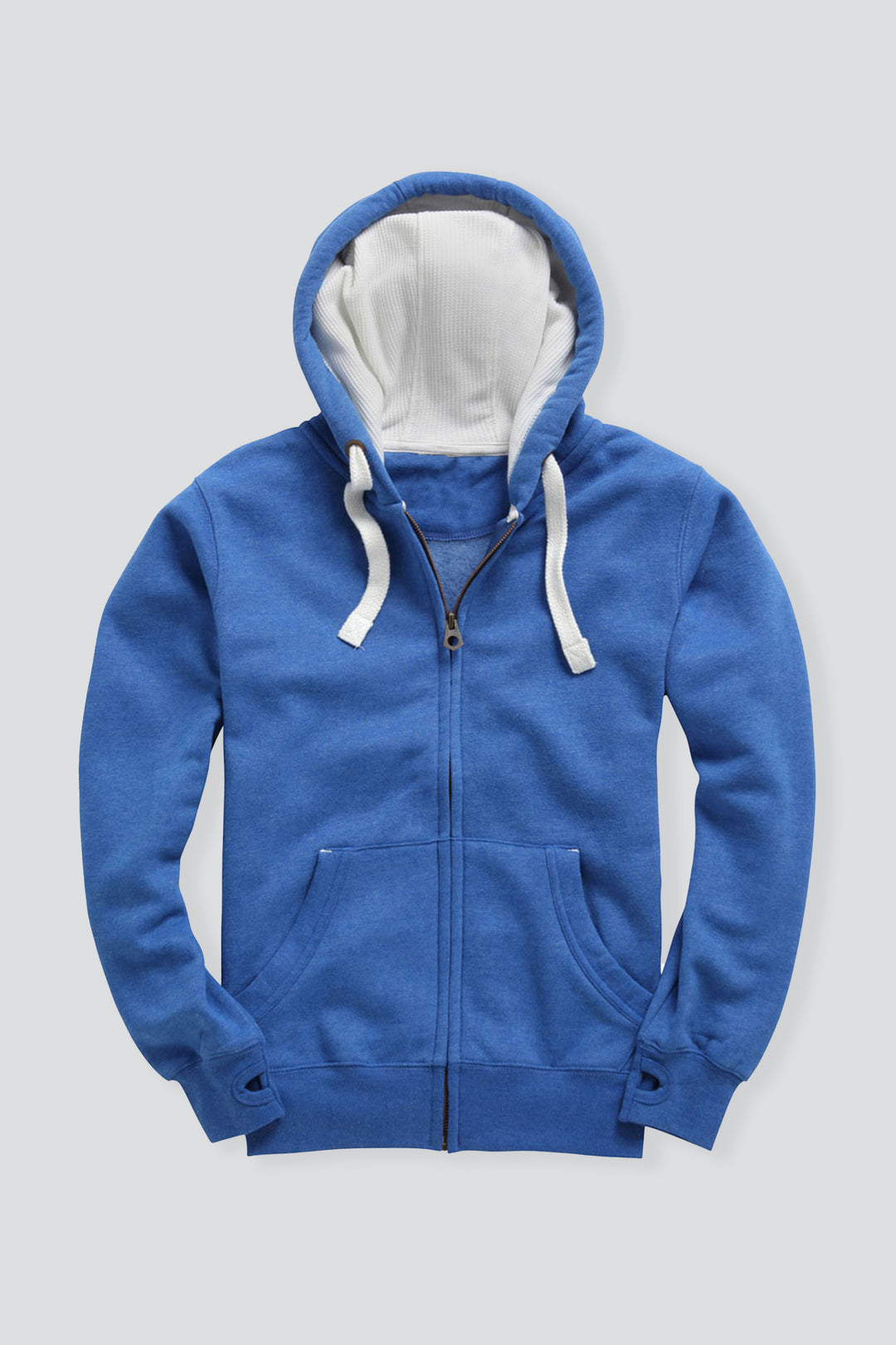 Ultra Premium fit Zip Hoodie - Royal Melange with White Rope