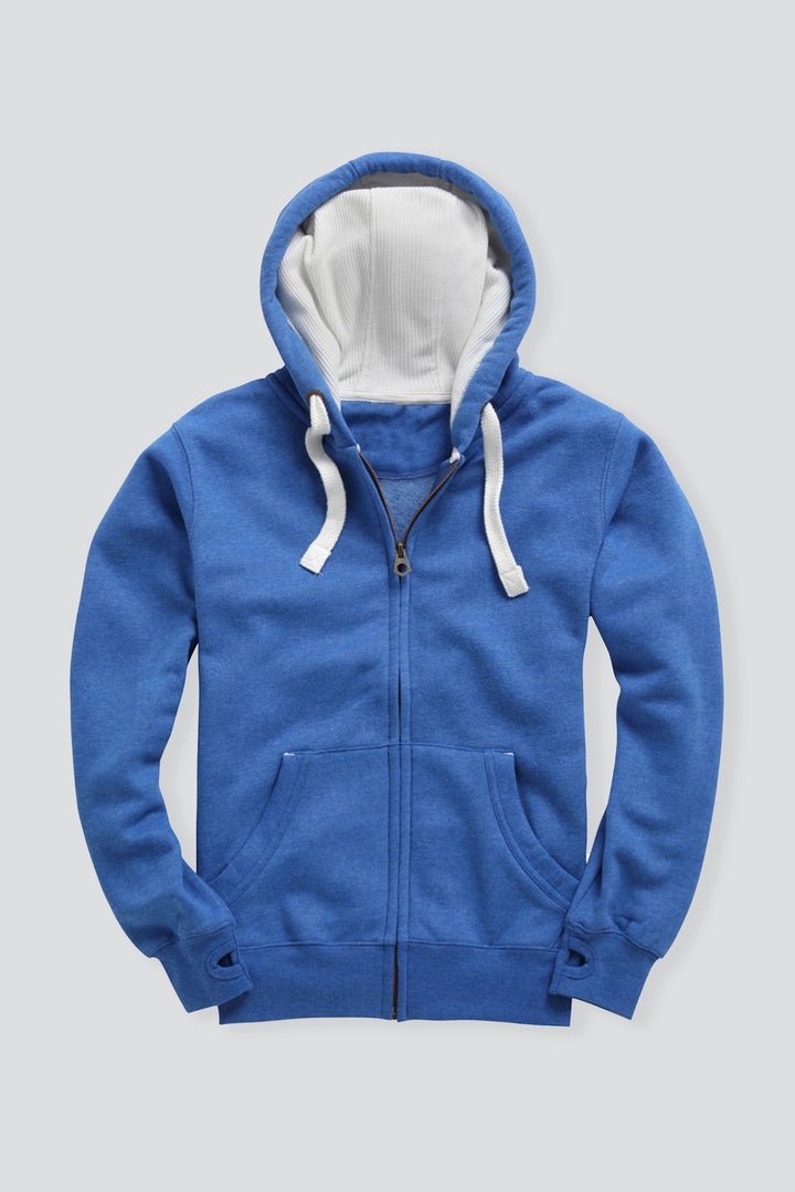 Ultra Premium fit Zip Hoodie - Royal Melange with White Rope
