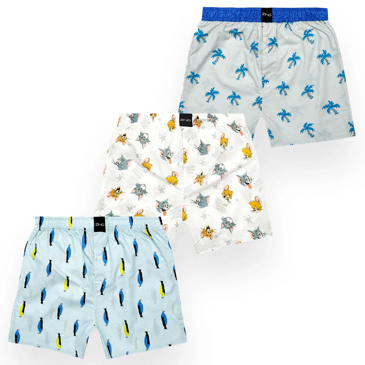 three ZING chillmode men’s boxer with mixed patterns