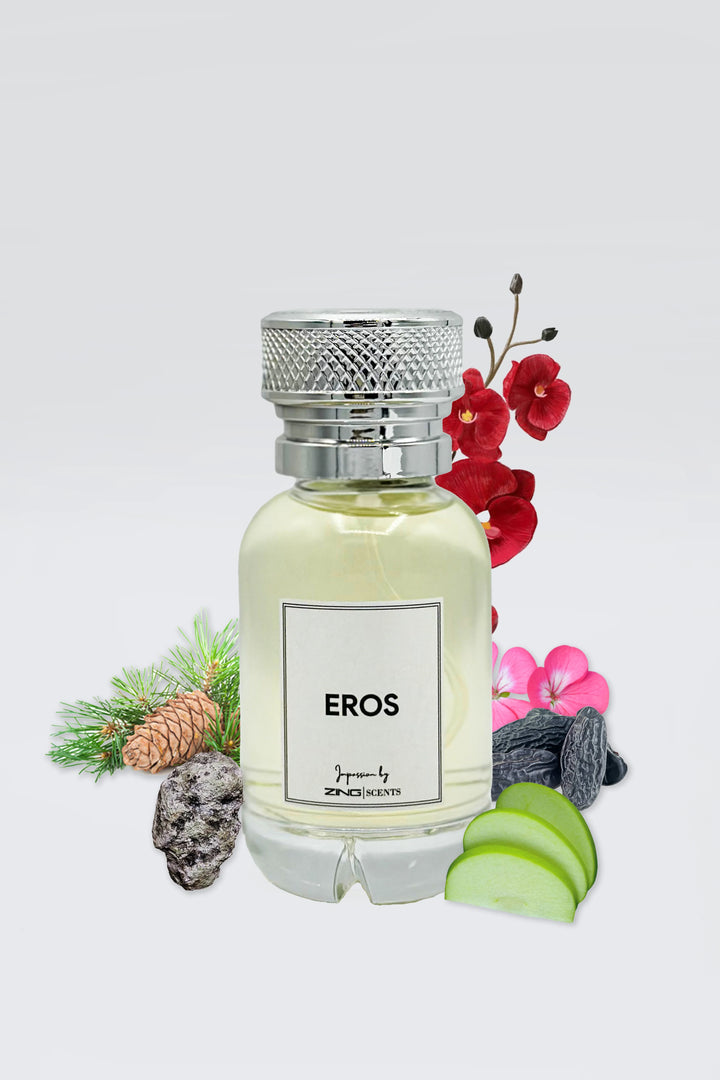 ZING EROS perfume bottle displayed with scent-inspired details
