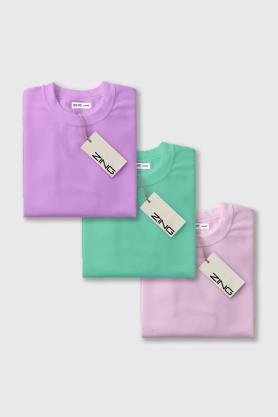 ZING men’s t-shirt pack of three in black, beige, and pink
