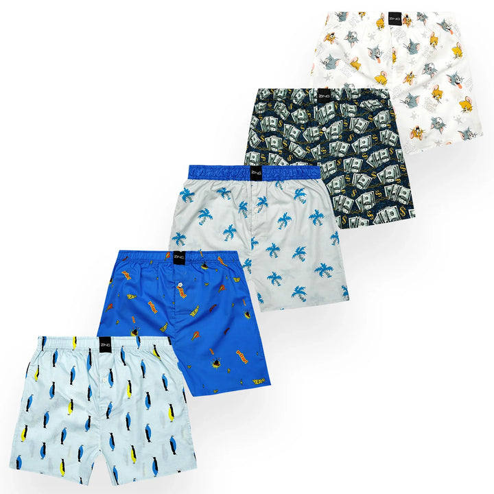 ZING boxers pack of five with assorted patterns